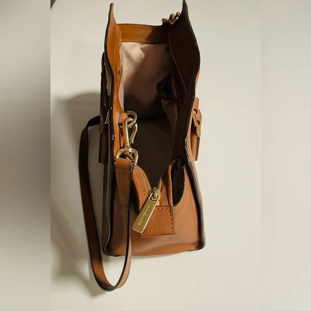 Michael Kors Tan Leather Tote Bag With Shoulder Strap and Handle
